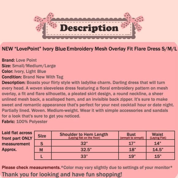 Ivory Blue Floral Embroidery Scallop Skater Dress - Picture 10 of 10